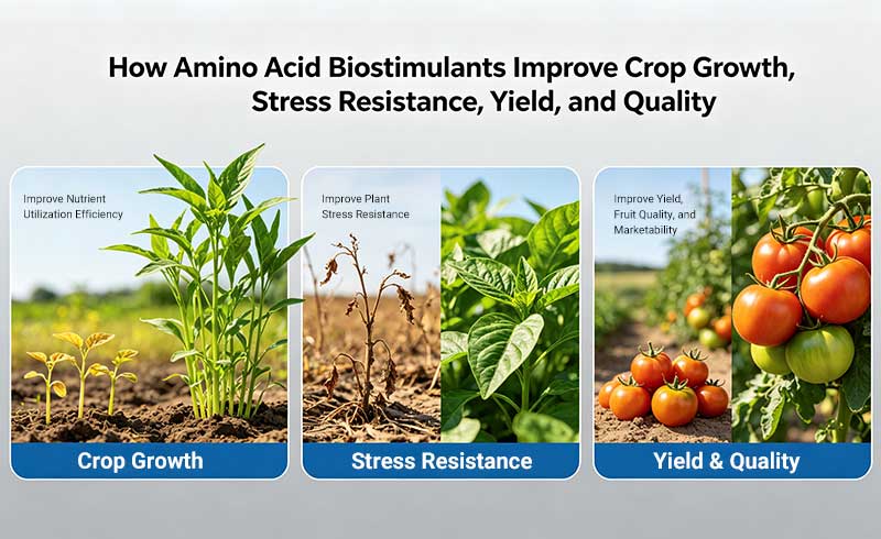Chất k&iacute;ch th&iacute;ch sinh học axit amin cải thiện sự tăng trưởng của c&acirc;y trồng, khả năng chống stress, năng suất v&agrave; chất lượng như thế n&agrave;o
